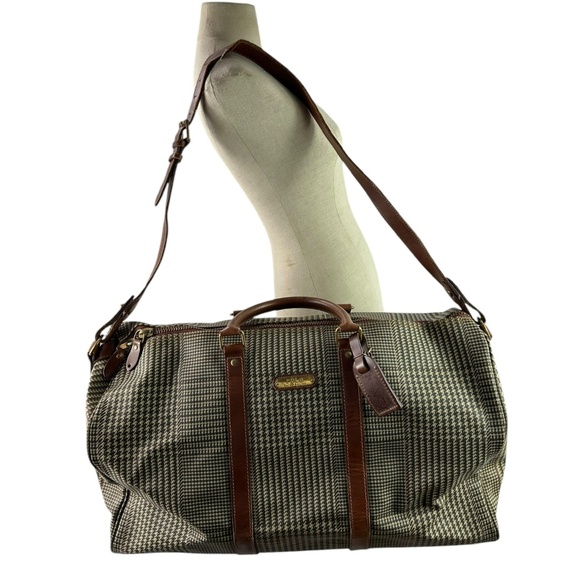 Genuine Vintage POLO RALPH LAUREN Houndstooth Weekender Travel Bag Duffel 90s - Picture 1 of 16